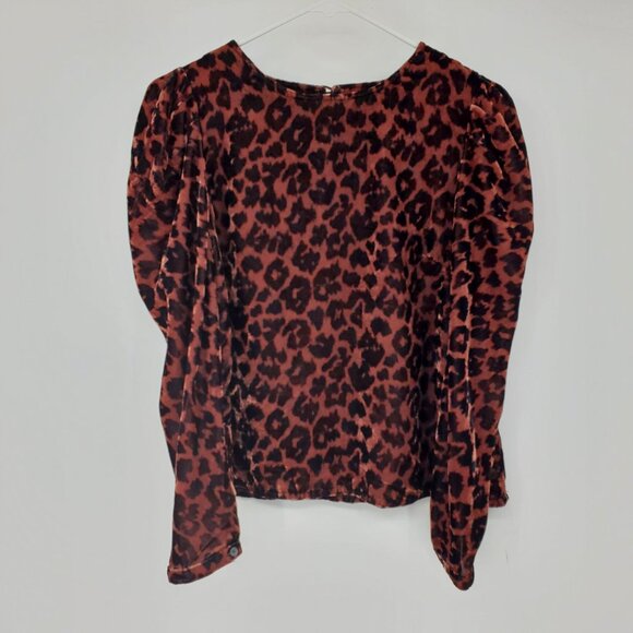 Dolan Anthropologie Charley Velvet Long Sleeved Cheetah Print Shirt XS - Picture 1 of 11